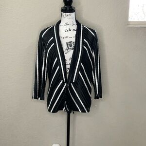 308 - Chico's NWOT Black & White Striped Blazer w/ Shawl Collar Size Medium (1)
